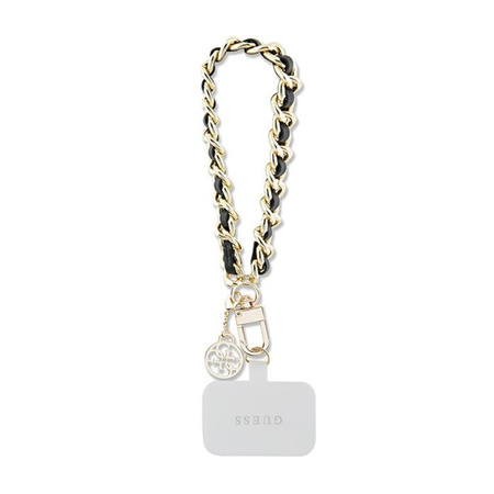 Guess Universal Hand Strap Saffiano Chain 4G Charm - Uniwersalny pasek do telefonu (Czarny) (GUOUCHSAMC4K)