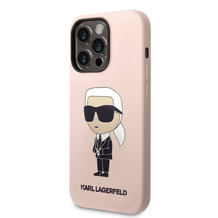 Karl Lagerfeld Silicone NFT Ikonik MagSafe - Etui iPhone 14 Pro Max (różowy) (KLHMP14XSNIKBCP)