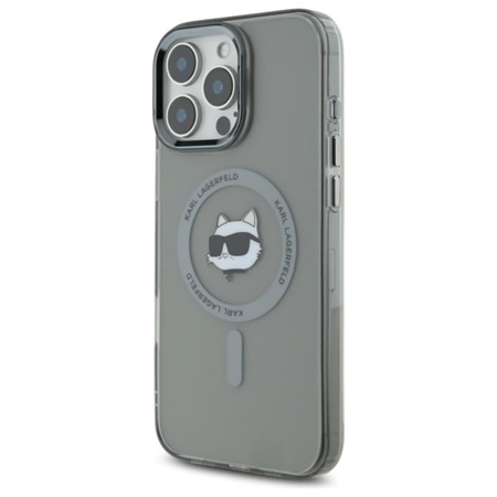 Karl Lagerfeld IML Metal Choupette Head MagSafe - Etui iPhone 16 Pro (czarny) (KLHMP16LHLSCHK)