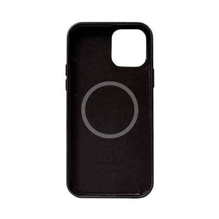 Crong Essential Cover Magnetic - Etui ze skóry iPhone 12 Pro Max MagSafe (czarny) (CRG-ESSM-IP1267-BLK)