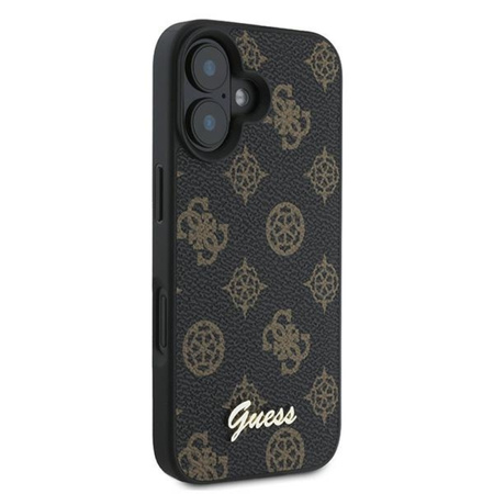 Guess Peony Script MagSafe - Etui iPhone 16 Plus (czarny) (GUHMP16MPGPYSK)