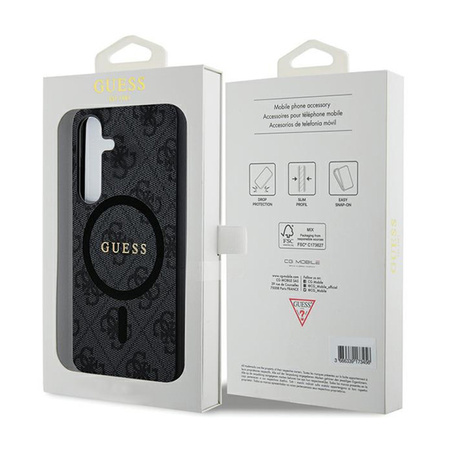 Guess 4G Collection Leather Metal Logo MagSafe - Etui Samsung Galaxy S24 (czarny) (GUHMS24SG4GFRK)