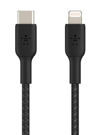 Belkin kabel pleciony USB-C/Lightning 2M - czarny (CAA004BT2MBK)