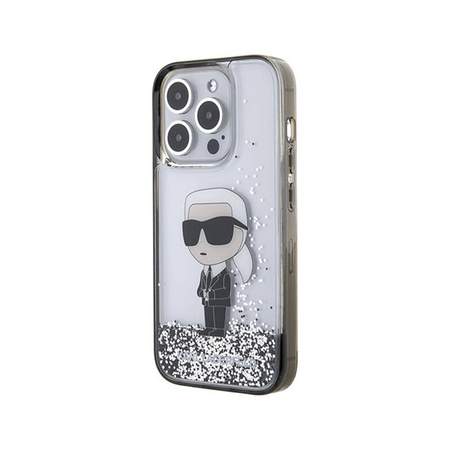 Karl Lagerfeld Liquid Glitter Ikonik - Etui iPhone 15 Pro (przezroczysty) (KLHCP15LLKKNSK)