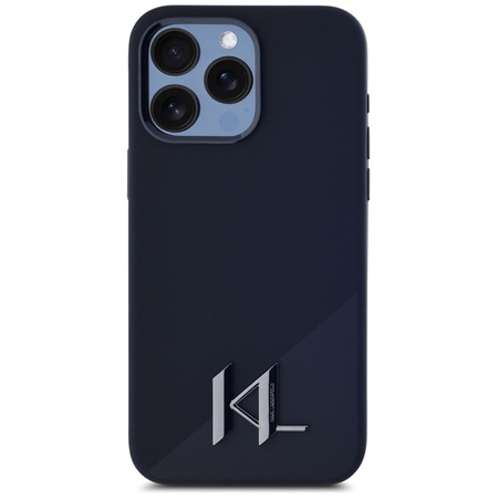 Karl Lagerfeld Silicone Shadow Metal Initial MagSafe - Etui do iPhone 15 Pro Max (czarny) (KLHMP15XSCMKMPCK)