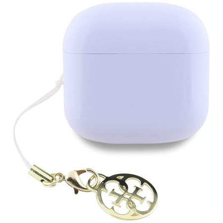 Guess Glossy Effect Printed Classic Logo & Charm - Słuchawki Bluetooth TWS + etui ładujące (lawendowy) (GUTWSXMCCLU)