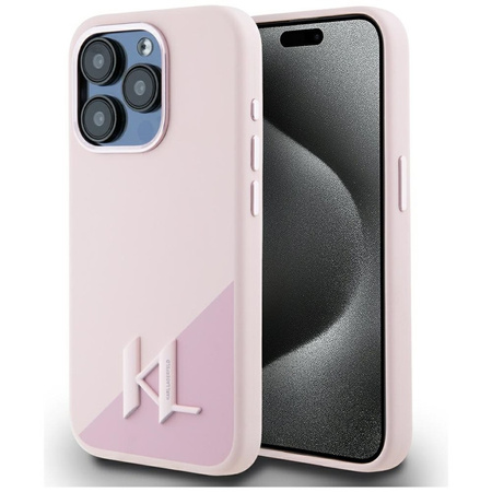 Karl Lagerfeld Silicone Shadow Metal Initial MagSafe - Etui do iPhone 15 Pro Max (różowy) (KLHMP15XSCMKMPCP)