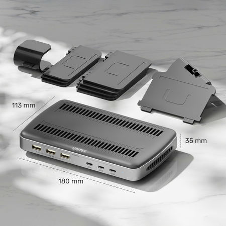 Unitek Stacja ładująca 3 x USB-A 20W, 3 x USB-C PD 60W, 80W - czarny (P1207B)