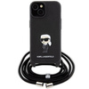 Karl Lagerfeld Crossbody Saffiano Monogram Ikonik Metal Pin - Etui iPhone 15 (czarny) (KLHCP15SSASKNPSK)