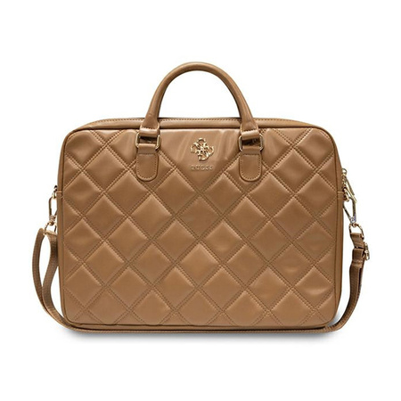 Guess Quilted 4G Computer Bag - Torba na notebooka 15" / 16" (brązowy) (GUCB15ZPSQSSGW)