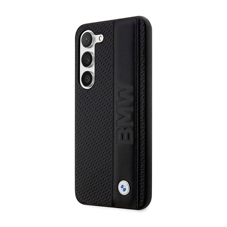 BMW Leather Textured & Stripe - Etui Samsung Galaxy S23 (czarny) (BMHCS23S22RDPK)