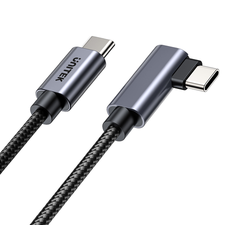 Unitek Kabel USB-C kątowy 90° PD100W 3m - czarny (C14123BK-3M)
