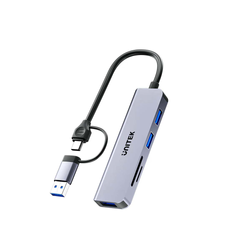 Unitek Hub 5w1 USB-A/C 5 Gbps z czytnikiem kart SD i micro SD (H1320AGY01)