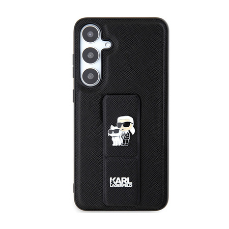 Karl Lagerfeld Gripstand Saffiano Karl & Choupette Pins - Etui Samsung Galaxy S24 (czarny) (KLHCS24SGSAKCPK)