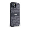 DKNY Leather Mono Stripe & Metal Logo - Etui iPhone 15 Plus / 14 Plus (czarny) (DKHCP15MPRTHSLK)