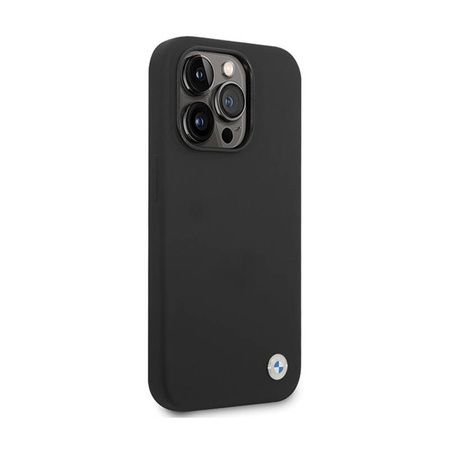 BMW Silicone Metal Logo - Etui iPhone 15 Pro (czarny) (BMHCP15LSILBK)