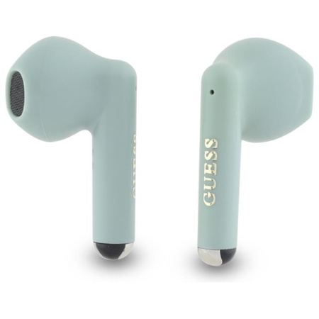 Guess Printed Classic Logo - Słuchawki Bluetooth TWS + etui ładujące (zielony) (GUTWSJ14ESGN)