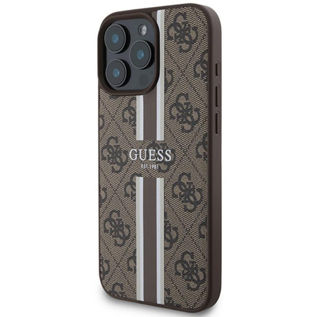 Guess 4G Printed Stripes MagSafe - Etui iPhone 16 Pro Max (brązowy) (GUHMP16XP4RPSW)