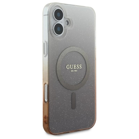 Guess IML Glitter Gradient MagSafe - Etui iPhone 16 (brązowy) (GUHMP16SHGRCELW)