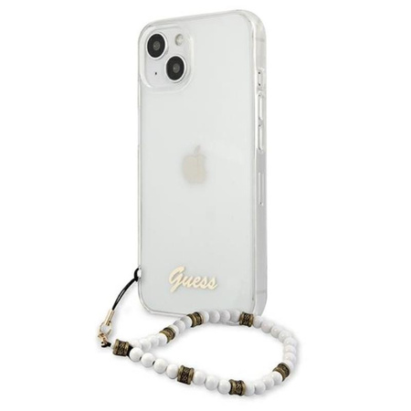 Guess White Pearl Strap - Etui iPhone 15 / 14 / 13 (przezroczysty) (GUHCP13MKPSWH)