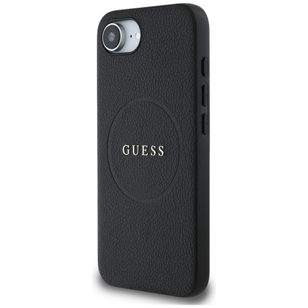 Guess Grained Ring MagSafe - Etui do iPhone 16e (czarny) (GUHMPSE4PGHSMMK)