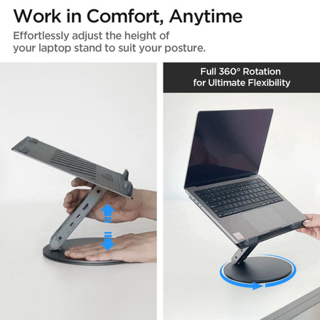 Spigen LD204H Laptop Stand Hub - Podstawka / stojak pod laptopa z Hubem 6 w 1 (Space Grey) (AMP08885)