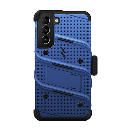 ZIZO BOLT Series - Pancerne etui Samsung Galaxy S22+ ze szkłem 9H na ekran + uchwyt z podstawką (niebieski) (BOLT-SAMGS22PL-BLBK)