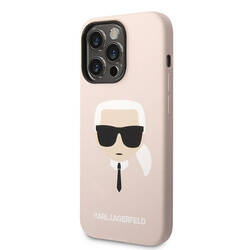 Karl Lagerfeld Silicone Ikonik Karl`s Head MagSafe - Etui iPhone 14 Pro (różowy) (KLHMP14LSLKHLP)