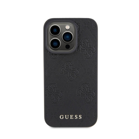 Guess Leather 4G Stamped - Etui iPhone 15 Pro (czarny) (GUHCP15LP4EPMK)