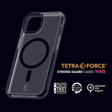Cellularline Tetra Force Strong Guard Mag - Etui iPhone 15 Pro MagSafe z powłoką MICROBAN (przezroczysty) (TETRACMAGIPH15PROT)