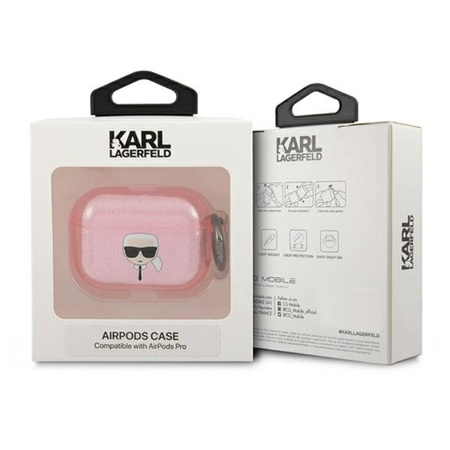 Karl Lagerfeld Karl Head Glitter - Etui Airpods Pro (różowy) (KLAPUKHGP)