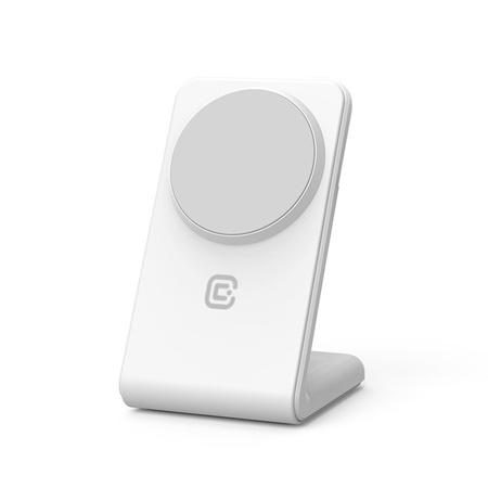 Crong MagSpot Stand - Ładowarka bezprzewodowa 2w1 z MagSafe do iPhone i AirPods (biały) (CRG-MSS-WHT)