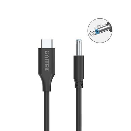 Kabel zasilający do laptopa HP 65W USB-C - DC 4,5mm - czarny (C14117BK-1.8M)