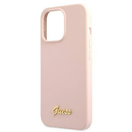 Guess Silicone Script MagSafe - Etui iPhone 13 Pro Max (różowy) (GUHMP13XLSLMGLP)
