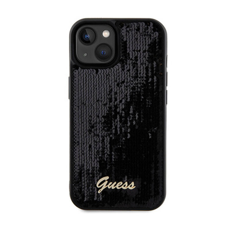 Guess Sequin Script Metal - Etui iPhone 14 (czarny) (GUHCP14SPSFDGSK)