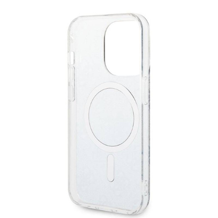 Guess Bundle Pack MagSafe 4G - Zestaw etui + ładowarka MagSafe iPhone 14 Pro (niebieski/złoty) (GUBPP14LH4EACSB)