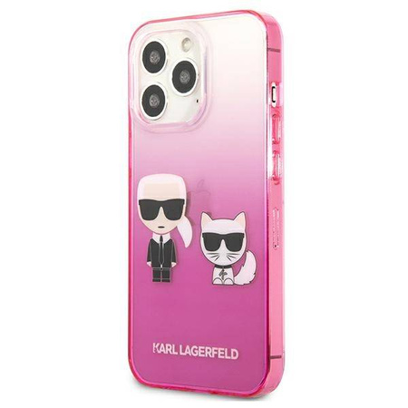 Karl Lagerfeld Gradient Ikonik Karl & Choupette - Etui iPhone 13 Pro (różowy) (KLHCP13LTGKCP)