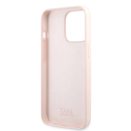 Karl Lagerfeld Silicone Ikonik Karl`s Head - Etui iPhone 13 Pro (różowy) (KLHCP13LSLKHLP)