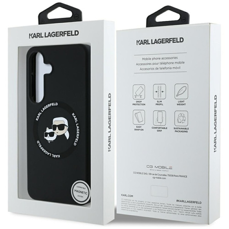 Karl Lagerfeld Silicone Double Heads And Circle MagSafe - Etui Samsung Galaxy S25 (czarny) (KLHMS25SSKCHTCK)
