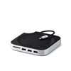 Satechi Mac Mini M4 Stand & Hub SSD - aluminiowa podstawka do Mac Mini z Hub USB-C (host USB-C 3.2 gen. 2, 2x USB-A 3.2 10Gpbs,USB-A 2.0 480Mbps, czytnik kart SD 4.0 UHS-II do 312 MB/s, kieszeń na dysk SSD NVMe) - srebrna (ST-GNMMES)
