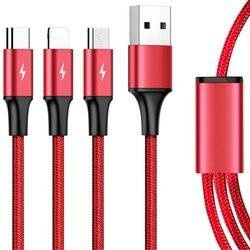 Unitek Kabel przewód 3-in-1 USB-A USB-C micro USB Lightning 120 cm Czerwony (C4049RD)
