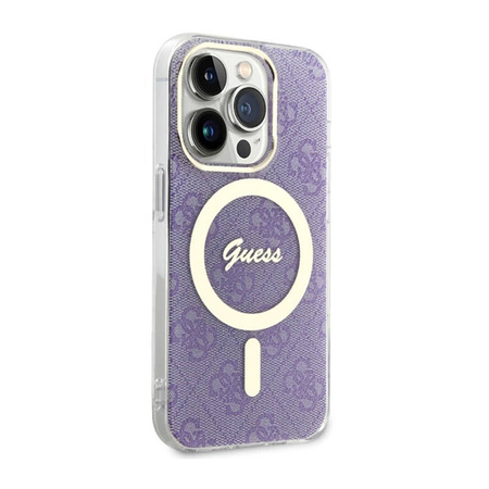Guess 4G MagSafe - Etui iPhone 14 Pro (Purpurowy) (GUHMP14LH4STU)