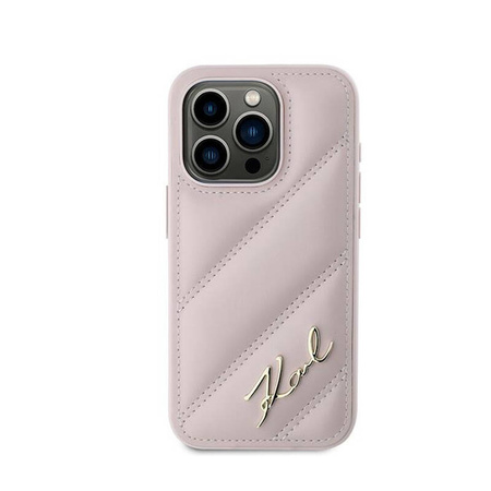 Karl Lagerfeld Diagonal Quilted Script - Etui iPhone 15 Pro Max (różowy) (KLHCP15XPQDSMGP)