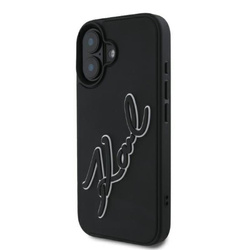 Karl Lagerfeld 3D Rubber Bicolor Signature - Etui iPhone 16 (czarny) (KLHCP16S3DRKSDLK)