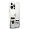 Karl Lagerfeld Liquid Glitter Karl & Choupette - Etui iPhone 13 Pro (srebrny) (KLHCP13LGKCS)