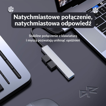 Orico Hub USB-C, USB-A 5Gbps, 3*USB-A 2.0, aluminiowy (AH-13-GY-EP-HW)