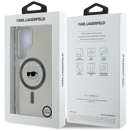 Karl Lagerfeld Button Karl Head Printed Logo MagSafe - Etui Samsung Galaxy S25 Ultra (czarny) (KLHMS25LHLSKIK)