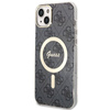 Guess Bundle Pack MagSafe 4G - Zestaw etui + ładowarka MagSafe iPhone 14 (czarny/złoty) (GUBPP14SH4EACSK)