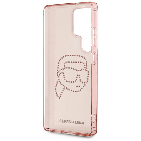 Karl Lagerfeld Rhinestones Karl Head Logo - Etui Samsung Galaxy S25 Ultra (różowy) (KLHCS25LHKHDCELP)