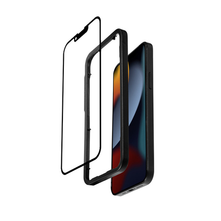 Crong 3D Armour Glass - Szkło hartowane iPhone 16e / iPhone 14 / iPhone 13 / iPhone 13 Pro + ramka instalacyjna (CRG3DAGIP1661E)